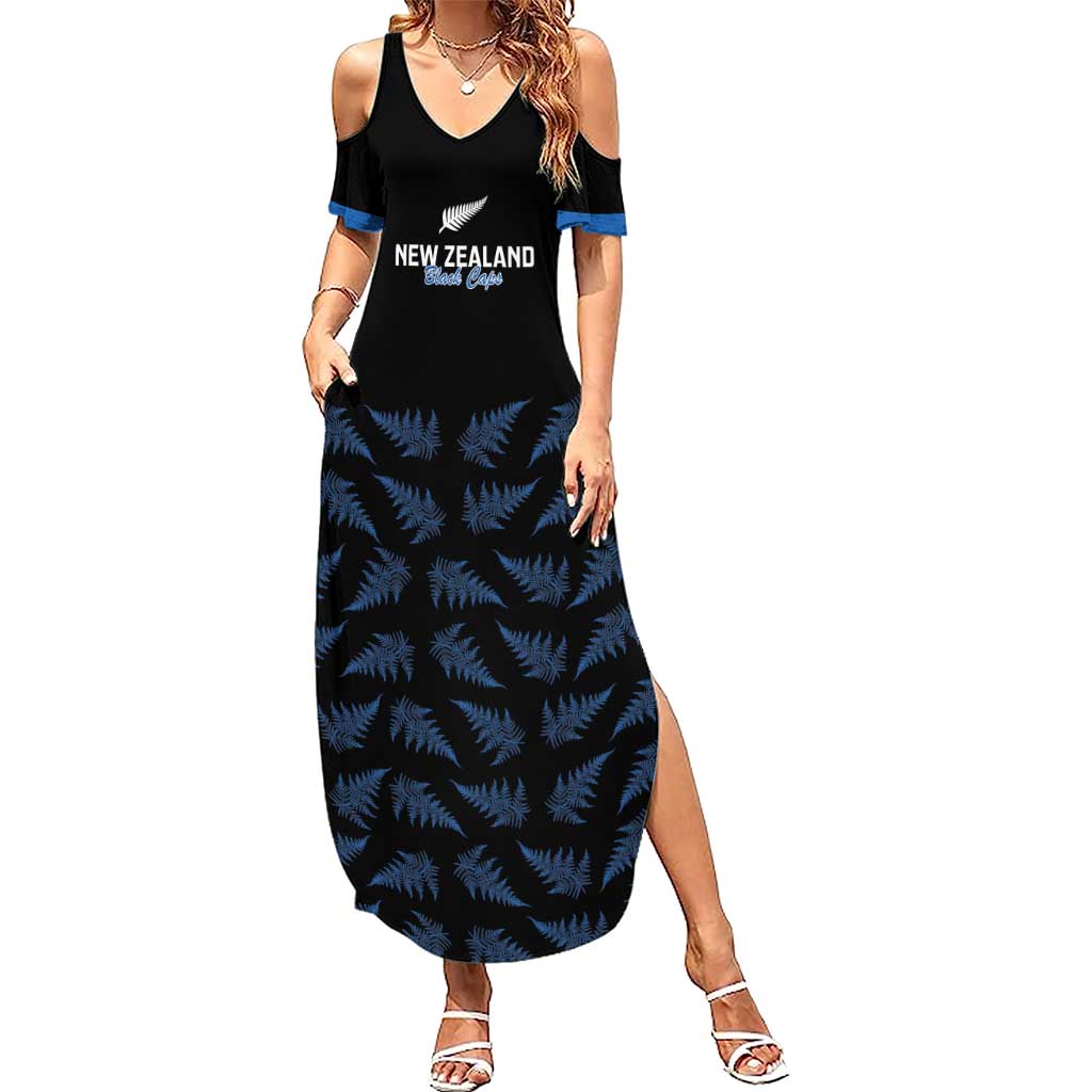 New Zealand Silver Fern Cricket Custom Summer Maxi Dress Black Cap T20 Version - Aussie Hoodie