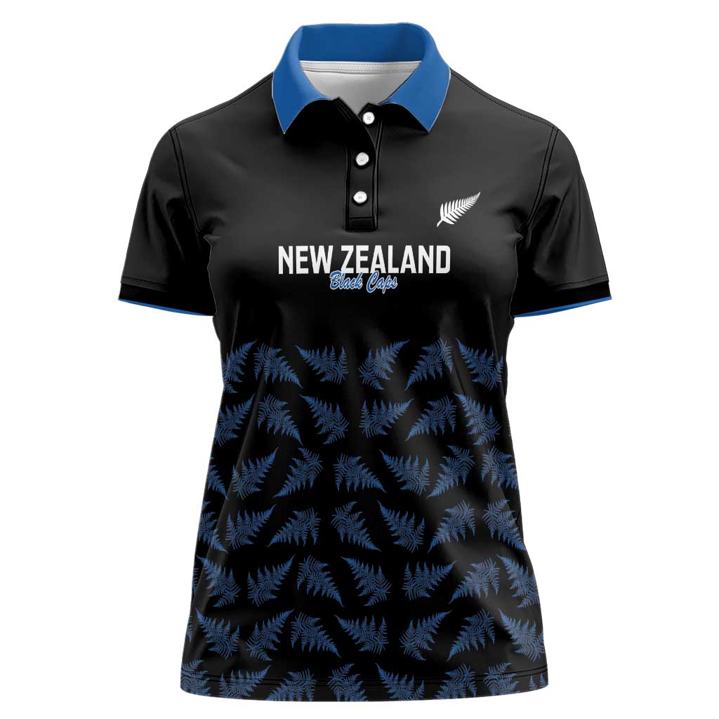 New Zealand Silver Fern Cricket Custom Women Polo Shirt Black Cap T20 Version - Aussie Hoodie