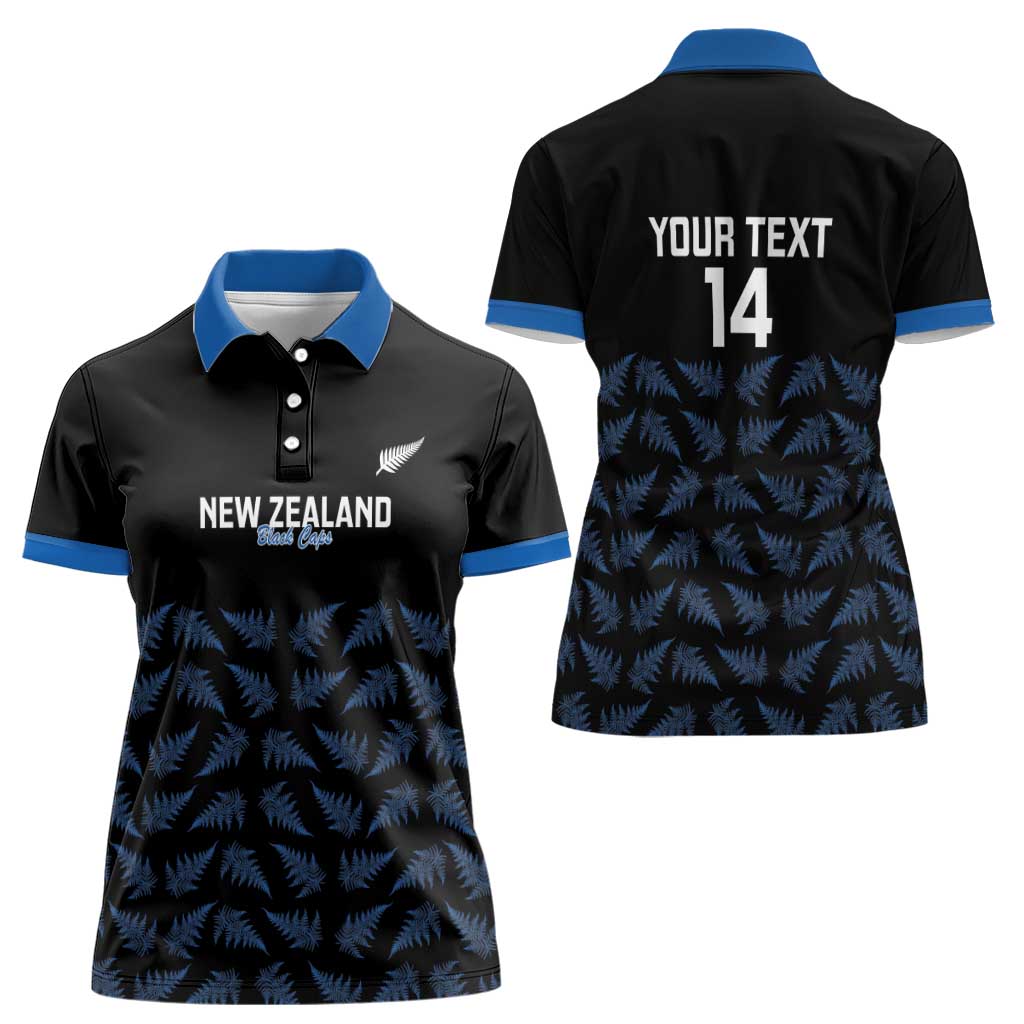 New Zealand Silver Fern Cricket Custom Women Polo Shirt Black Cap T20 Version - Aussie Hoodie