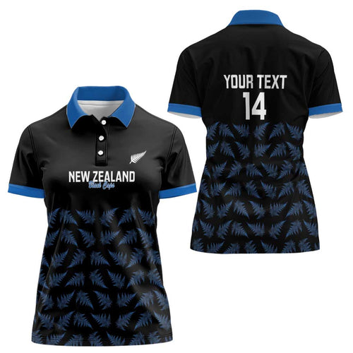 New Zealand Silver Fern Cricket Custom Women Polo Shirt Black Cap T20 Version - Aussie Hoodie