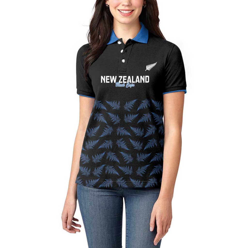 New Zealand Silver Fern Cricket Custom Women Polo Shirt Black Cap T20 Version - Aussie Hoodie