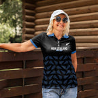New Zealand Silver Fern Cricket Custom Women Polo Shirt Black Cap T20 Version - Aussie Hoodie
