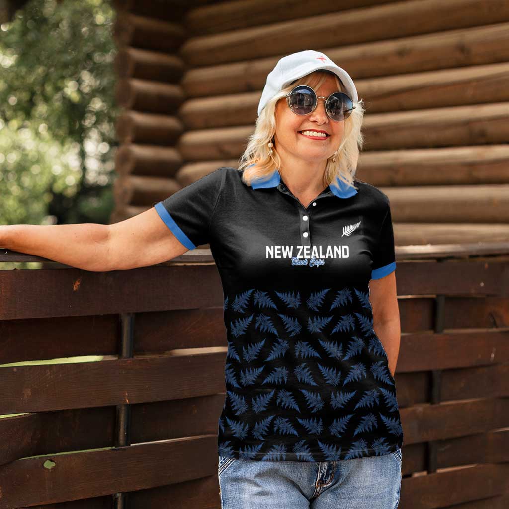 New Zealand Silver Fern Cricket Custom Women Polo Shirt Black Cap T20 Version - Aussie Hoodie
