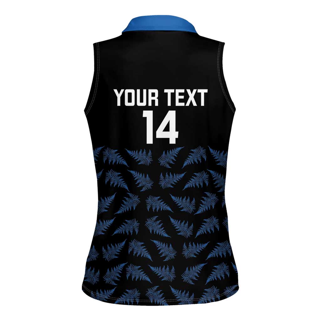 New Zealand Silver Fern Cricket Custom Women Sleeveless Polo Shirt Black Cap T20 Version - Aussie Hoodie