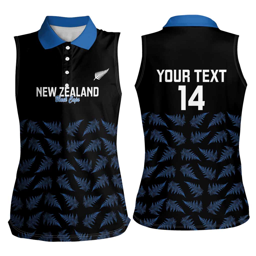 New Zealand Silver Fern Cricket Custom Women Sleeveless Polo Shirt Black Cap T20 Version - Aussie Hoodie