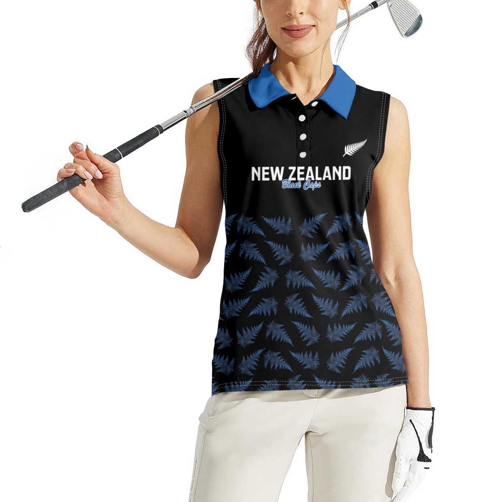 New Zealand Silver Fern Cricket Custom Women Sleeveless Polo Shirt Black Cap T20 Version - Aussie Hoodie