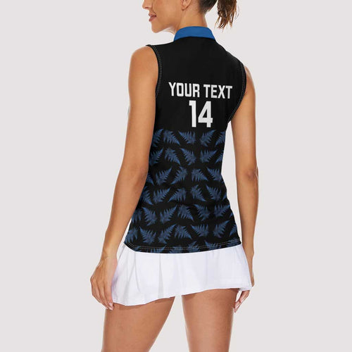 New Zealand Silver Fern Cricket Custom Women Sleeveless Polo Shirt Black Cap T20 Version - Aussie Hoodie