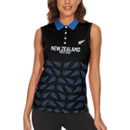New Zealand Silver Fern Cricket Custom Women Sleeveless Polo Shirt Black Cap T20 Version - Aussie Hoodie