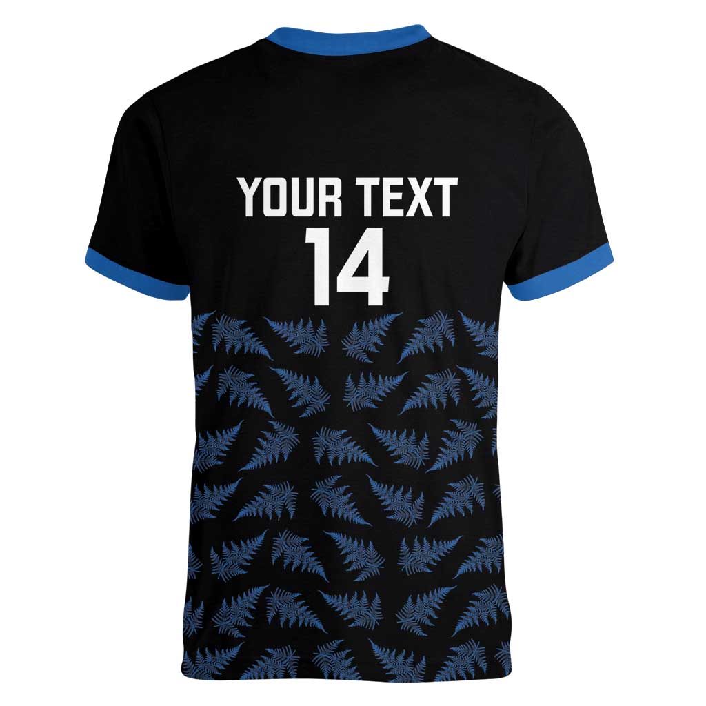 New Zealand Silver Fern Cricket Custom Women V-Neck T-Shirt Black Cap T20 Version - Aussie Hoodie