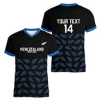 New Zealand Silver Fern Cricket Custom Women V-Neck T-Shirt Black Cap T20 Version - Aussie Hoodie