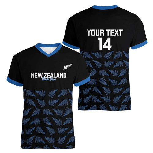 New Zealand Silver Fern Cricket Custom Women V-Neck T-Shirt Black Cap T20 Version - Aussie Hoodie
