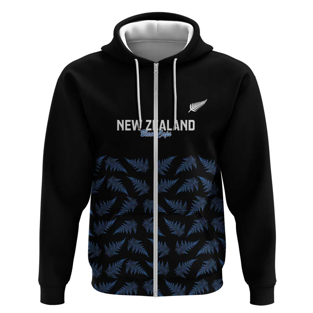 New Zealand Silver Fern Cricket Custom Zip Hoodie Black Cap T20 Version - Aussie Hoodie