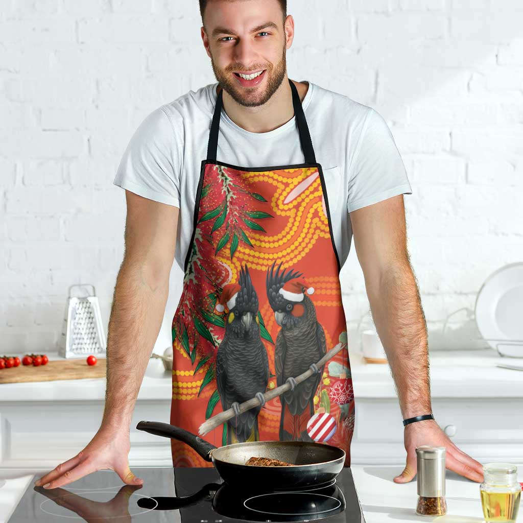 Australia Black Cockatoo Christmas Apron Banksia Bottlebrush Aboriginal Art - Aussie Hoodie