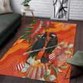 Australia Black Cockatoo Christmas Area Rug Banksia Bottlebrush Aboriginal Art - Aussie Hoodie