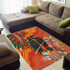 Australia Black Cockatoo Christmas Area Rug Banksia Bottlebrush Aboriginal Art - Aussie Hoodie