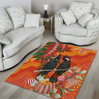 Australia Black Cockatoo Christmas Area Rug Banksia Bottlebrush Aboriginal Art - Aussie Hoodie