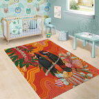 Australia Black Cockatoo Christmas Area Rug Banksia Bottlebrush Aboriginal Art - Aussie Hoodie