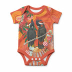 Australia Black Cockatoo Christmas Baby Onesie Banksia Bottlebrush Aboriginal Art