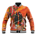 Australia Black Cockatoo Christmas Baseball Jacket Banksia Bottlebrush Aboriginal Art - Aussie Hoodie