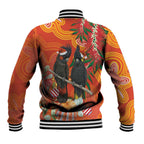 Australia Black Cockatoo Christmas Baseball Jacket Banksia Bottlebrush Aboriginal Art - Aussie Hoodie
