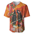 Australia Black Cockatoo Christmas Baseball Jersey Banksia Bottlebrush Aboriginal Art - Aussie Hoodie