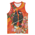 Australia Black Cockatoo Christmas Basketball Jersey Banksia Bottlebrush Aboriginal Art - Aussie Hoodie