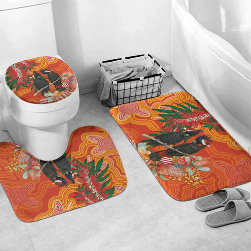 Australia Black Cockatoo Christmas Bathroom Set Banksia Bottlebrush Aboriginal Art - Aussie Hoodie