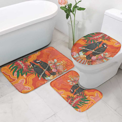 Australia Black Cockatoo Christmas Bathroom Set Banksia Bottlebrush Aboriginal Art - Aussie Hoodie