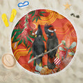 Australia Black Cockatoo Christmas Beach Blanket Banksia Bottlebrush Aboriginal Art - Aussie Hoodie