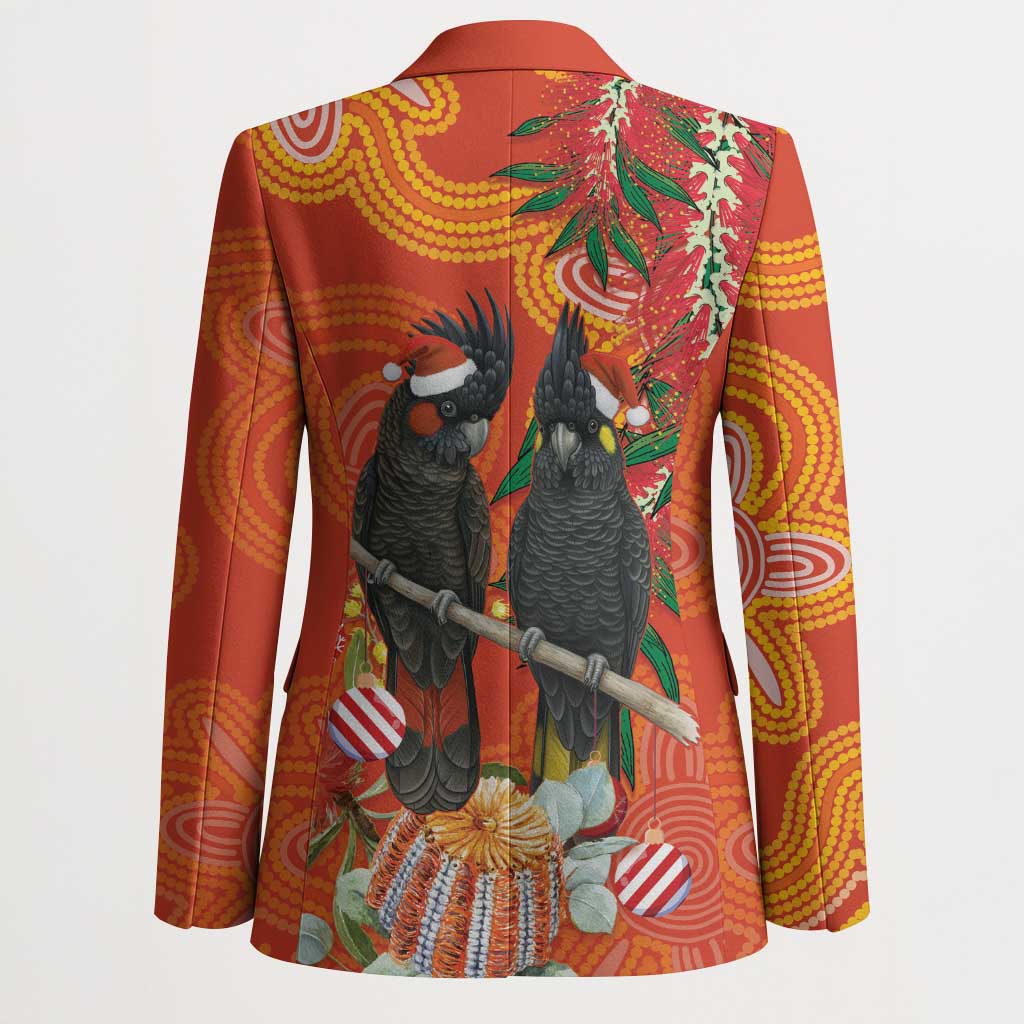 Australia Black Cockatoo Christmas Blazer Banksia Bottlebrush Aboriginal Art - Aussie Hoodie