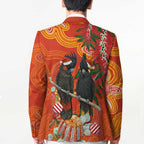 Australia Black Cockatoo Christmas Blazer Banksia Bottlebrush Aboriginal Art - Aussie Hoodie
