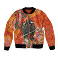 Australia Black Cockatoo Christmas Bomber Jacket Banksia Bottlebrush Aboriginal Art - Aussie Hoodie