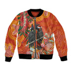 Australia Black Cockatoo Christmas Bomber Jacket Banksia Bottlebrush Aboriginal Art - Aussie Hoodie