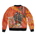 Australia Black Cockatoo Christmas Bomber Jacket Banksia Bottlebrush Aboriginal Art - Aussie Hoodie