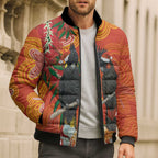 Australia Black Cockatoo Christmas Bomber Puffer Jacket Banksia Bottlebrush Aboriginal Art - Aussie Hoodie