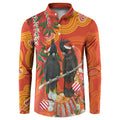 Australia Black Cockatoo Christmas Button Sweatshirt Banksia Bottlebrush Aboriginal Art - Aussie Hoodie