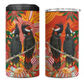 Australia Black Cockatoo Christmas 4 in 1 Can Cooler Tumbler Banksia Bottlebrush Aboriginal Art - Aussie Hoodie