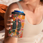 Australia Black Cockatoo Christmas 4 in 1 Can Cooler Tumbler Banksia Bottlebrush Aboriginal Art - Aussie Hoodie