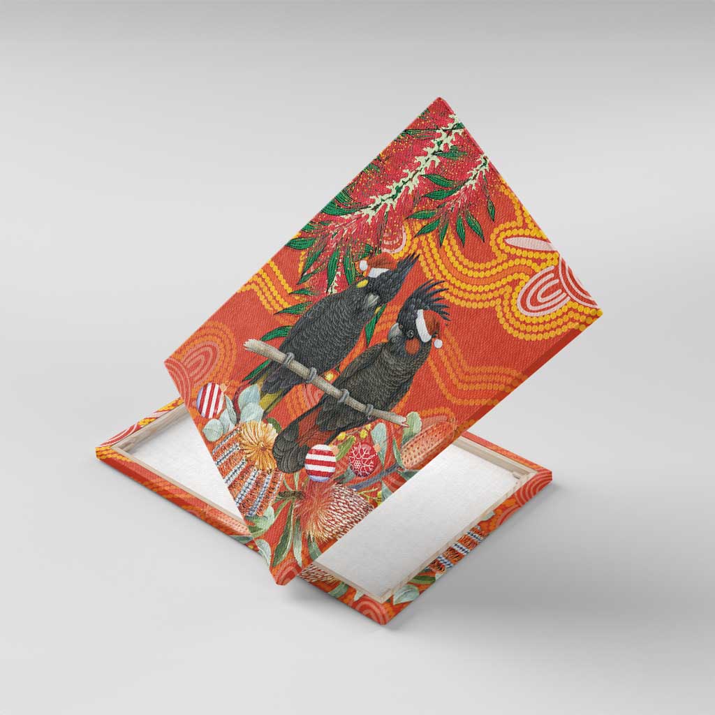 Australia Black Cockatoo Christmas Canvas Wall Art Banksia Bottlebrush Aboriginal Art - Aussie Hoodie