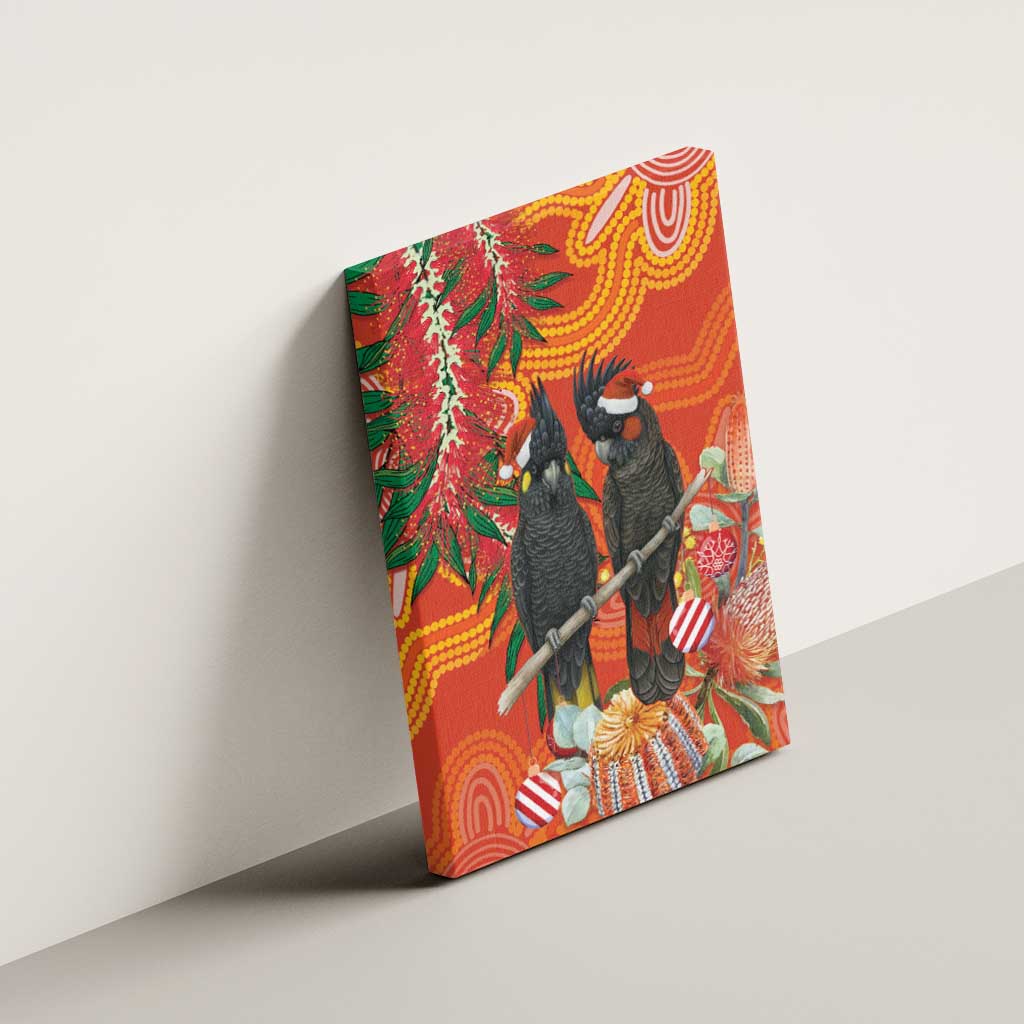 Australia Black Cockatoo Christmas Canvas Wall Art Banksia Bottlebrush Aboriginal Art - Aussie Hoodie