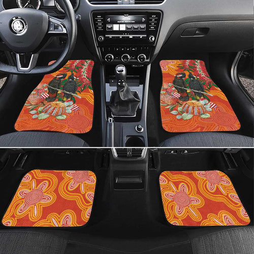 Australia Black Cockatoo Christmas Car Mats Banksia Bottlebrush Aboriginal Art - Aussie Hoodie
