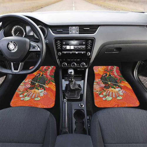 Australia Black Cockatoo Christmas Car Mats Banksia Bottlebrush Aboriginal Art - Aussie Hoodie
