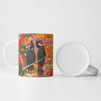 Australia Black Cockatoo Christmas Ceramic Mug Banksia Bottlebrush Aboriginal Art - Aussie Hoodie