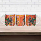 Australia Black Cockatoo Christmas Ceramic Mug Banksia Bottlebrush Aboriginal Art - Aussie Hoodie