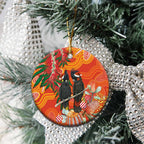 Australia Black Cockatoo Christmas Ceramic Ornament Banksia Bottlebrushe Aboriginal Art - Aussie Hoodie