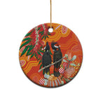 Australia Black Cockatoo Christmas Ceramic Ornament Banksia Bottlebrushe Aboriginal Art - Aussie Hoodie