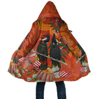 Australia Black Cockatoo Christmas Cloak Banksia Bottlebrush Aboriginal Art - Aussie Hoodie