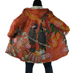 Australia Black Cockatoo Christmas Cloak Banksia Bottlebrush Aboriginal Art - Aussie Hoodie