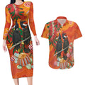 Australia Black Cockatoo Christmas Couples Matching Long Sleeve Bodycon Dress and Hawaiian Shirt Banksia Bottlebrush Aboriginal Art - Aussie Hoodie