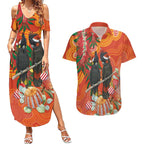 Australia Black Cockatoo Christmas Couples Matching Summer Maxi Dress and Hawaiian Shirt Banksia Bottlebrush Aboriginal Art - Aussie Hoodie